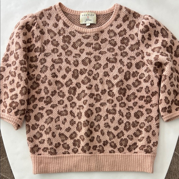 J. Crew x DEMYLEE Puff Sleeve Sweater Leopard Print Medium $168 - Picture 1 of 7